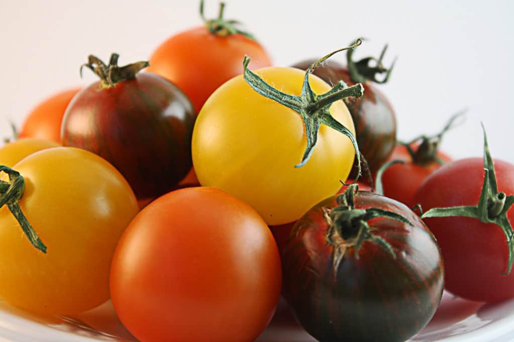 heirloom tomatoes on a plate