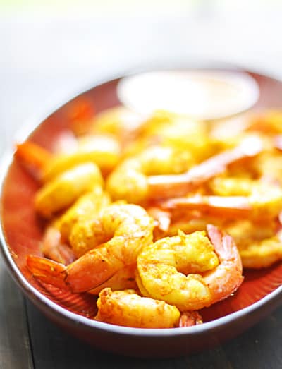 ginger shrimp and peanut sauce