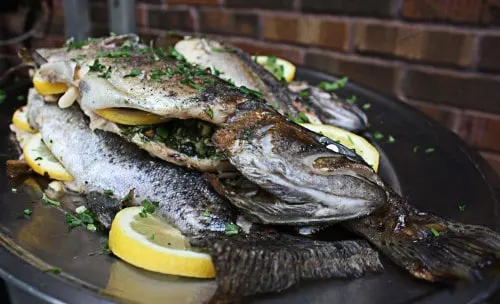 Grilled Trout with Fresh Herbs, Garlic and Lemon