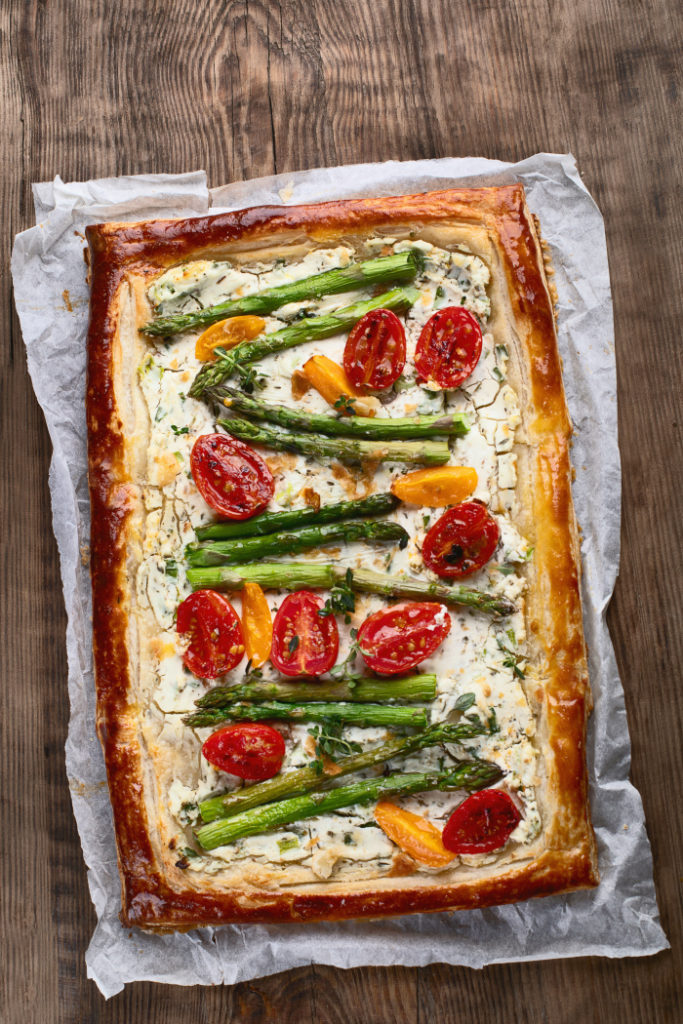 Asparagus, Goat Cheese And Bacon Tart