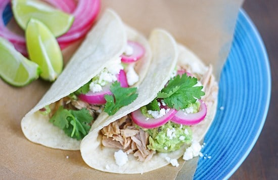 Shredded Pork Tacos with Quick Pickled Onions