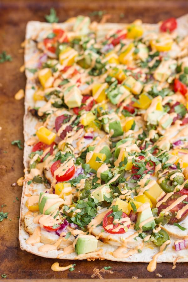 Chicken Flatbread Recipe With Mango & Roasted Jalapeno
