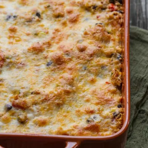 Healthy mexican quinoa casserole. It makes enough to serve 8 or just have dinner for your entire family a second night! OR divide it in two and freeze one! So good, no one will ever guess how healthy it is.