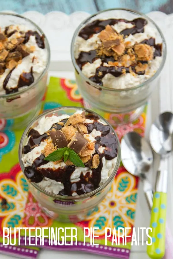 Butterfinger Pie Parfaits with a Nutella Drizzle | www.thewickednoodle.com