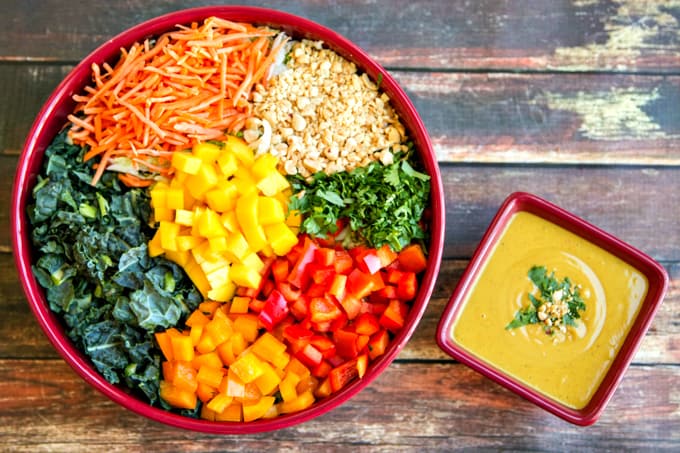 superfood thai salad with a delicious coconut-curry dressing
