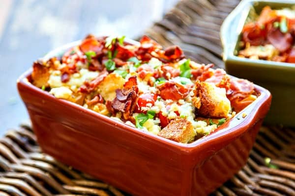 Bread and Tomato au Gratin Recipe with Bacon & Blue Cheese