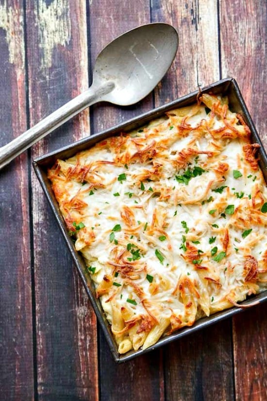 Chicken Alfredo Pasta Bake • The Wicked Noodle