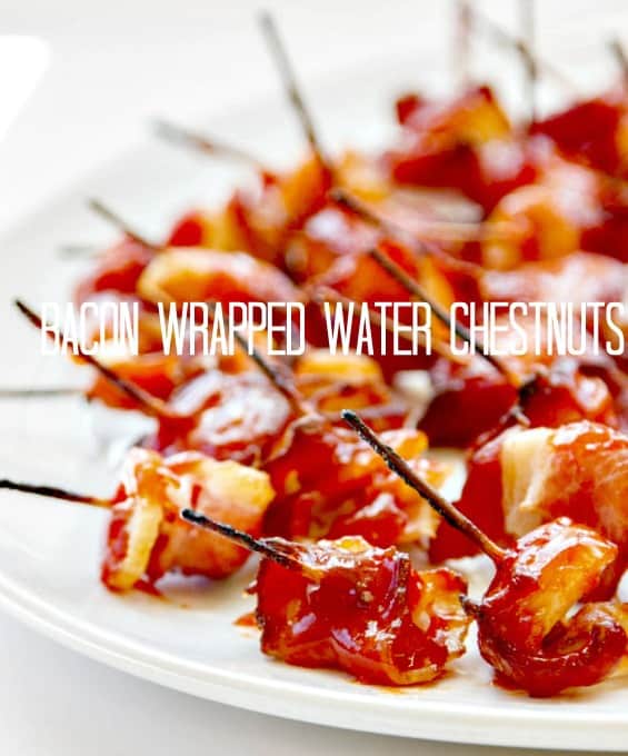 Bacon Wrapped Water Chestnuts are an easy appetizer that everyone LOVES! Perfect football food or party appetizer!