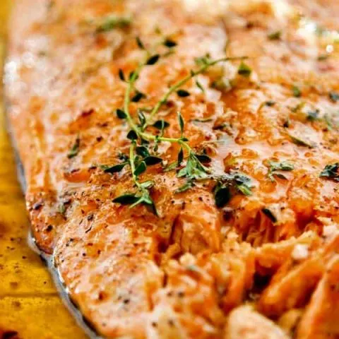 Broiled Salmon with Honey and Garlic - just 5 ingredients and SO flavorful!