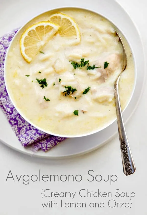 Avgolemono Soup is a creamy, comforting soup with tender chicken, orzo pasta and a bright lemon flavor.  Delicious and incredibly easy!