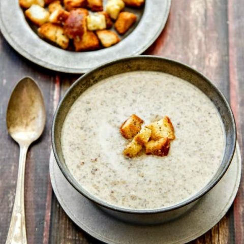 This Wild Mushroom Brie Soup has incredible flavor yet is very easy to make. Perfect for a special dinner or holiday meal!