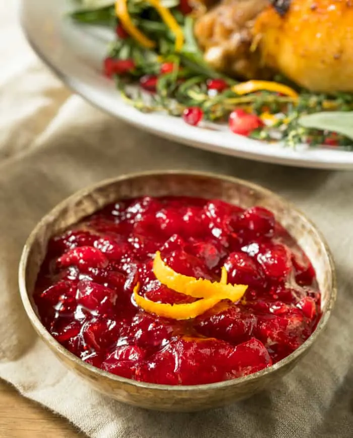 Sweet Homemade Cranberry Sauce with Orange for Thanksgiving Dinner