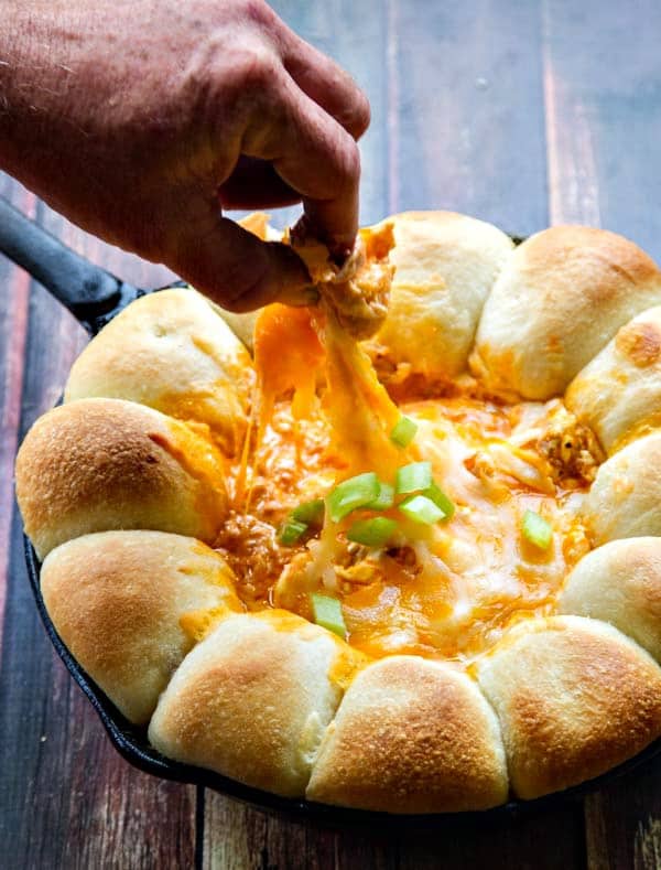 Bake your bread and Buffalo Chicken Dip all in one skillet!
