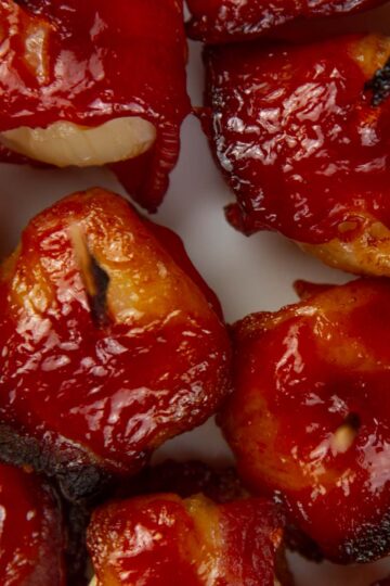 Rumaki (Bacon Wrapped Water Chestnuts) a closeup of rumaki (bacon wrapped water chestnuts)