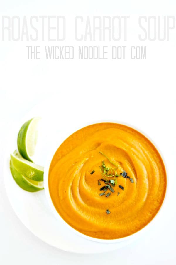 This ultra- creamy Roasted Carrot Soup is easy, delicious and healthy! Make it on the stove top or use your Vitamix; I've got directions for both!