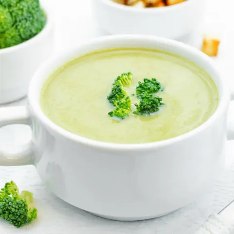 broccoli soup puree on a white background