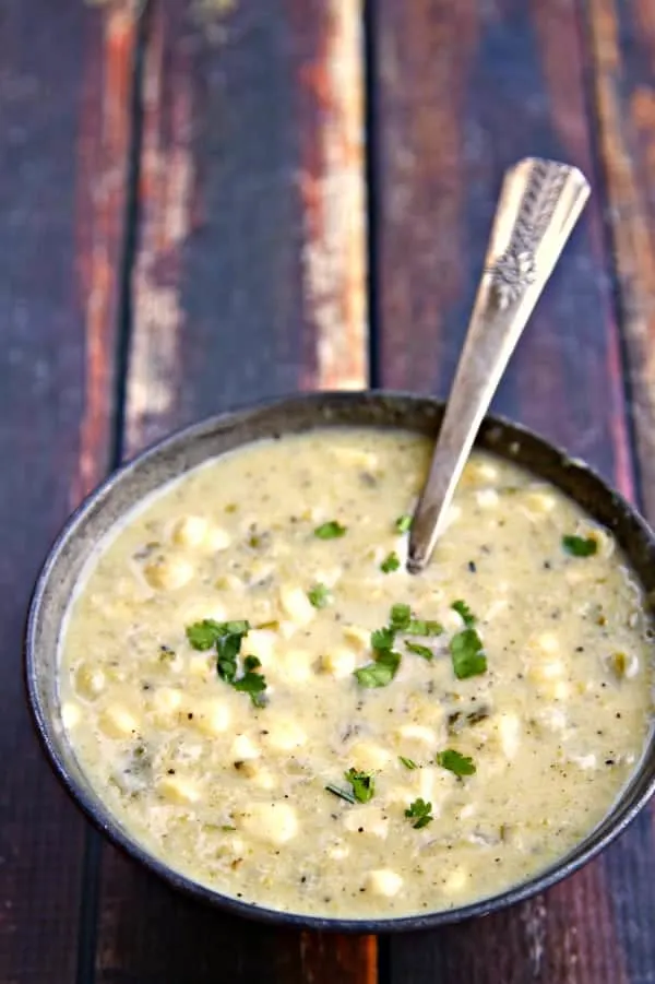 Hatch Chile Soup with Fresh Summer Corn