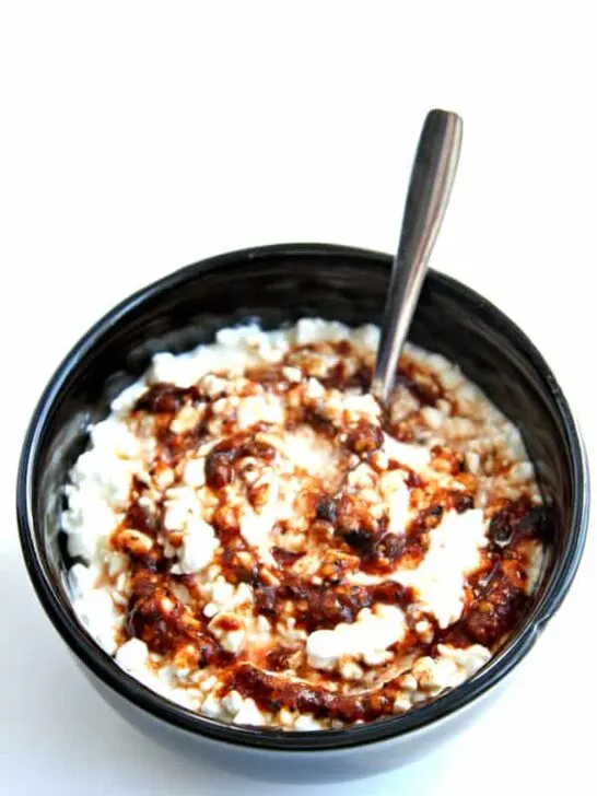 Cottage Cheese and Salsa is one of my favorite healthy snacks! Plus an easy way for more great cottage cheese mix-in ideas.