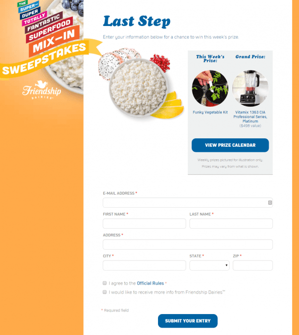 friendship cottage cheese sweepstakes
