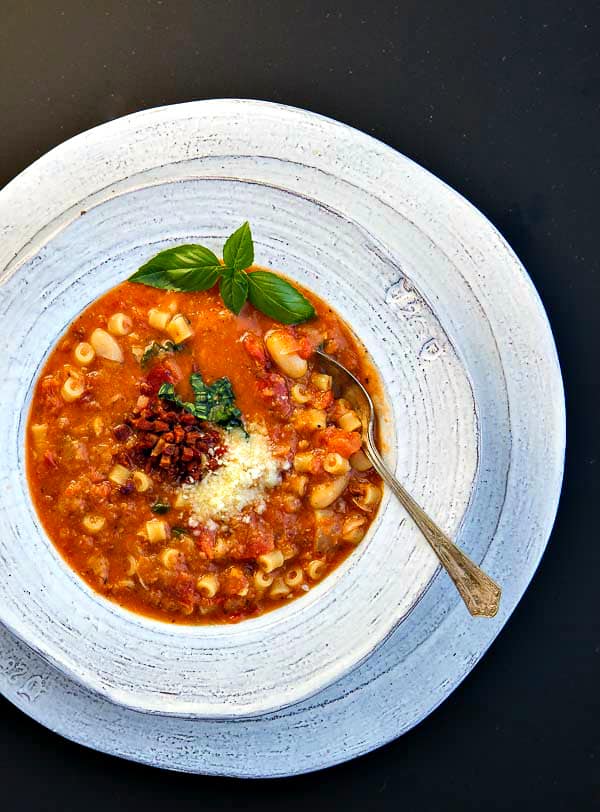 Pasta Fazool (aka "Pasta e Fagioli") is a simple Italian soup with white beans, tomatoes and ditalini pasta. It's hearty, flavorful and will make everyone happy!