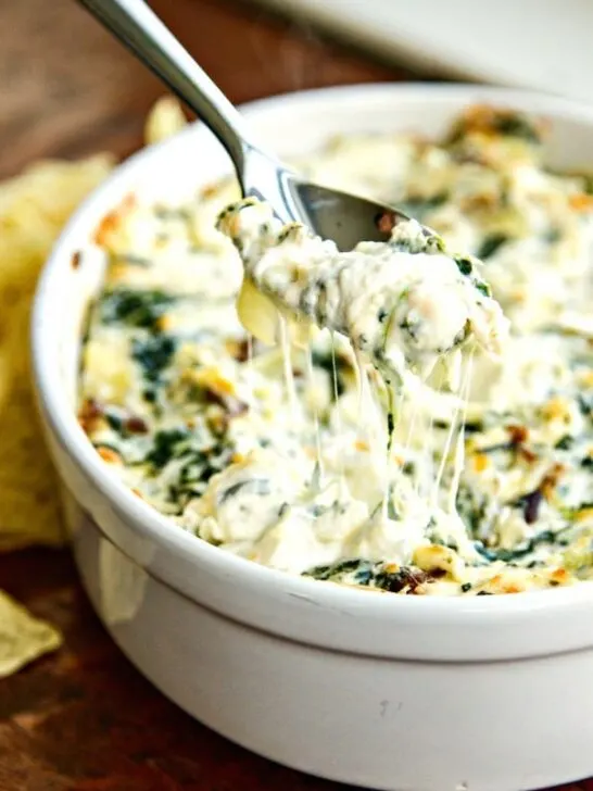 Warm Spinach Artichoke Dip with Shitake Mushrooms - the mushrooms take this ubiquitous dip up a delicious notch!