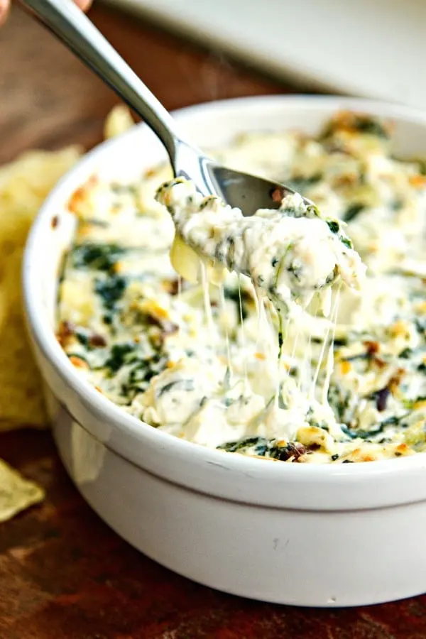 Hot and Creamy Spinach Artichoke Dip with Shitake Mushrooms - the mushrooms take this ubiquitous dip up a delicious notch!