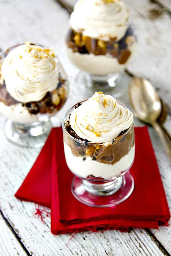 Easy Chocolate Pudding Parfaits with Peanut Butter Whipped Cream • The