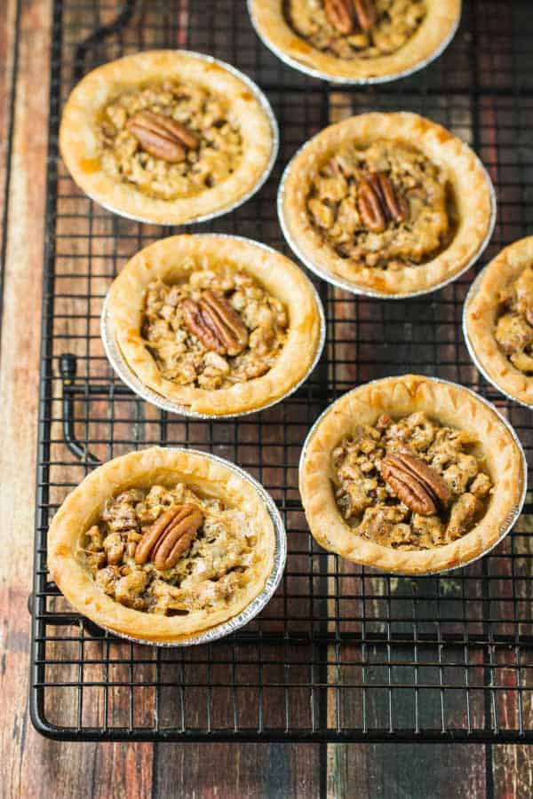 Pecan Butter Tarts - just FIVE ingredients including the tart shells! Like little buttery pecan pies!