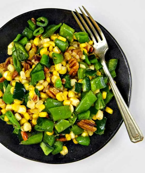 Sugar Snap Pea Salad with Poblanos & Corn