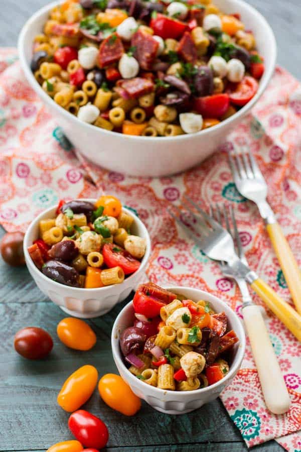 A classic Pasta Salad with Italian Dressing...but with balsamic instead of white vinegar and soppressata to make it something special!