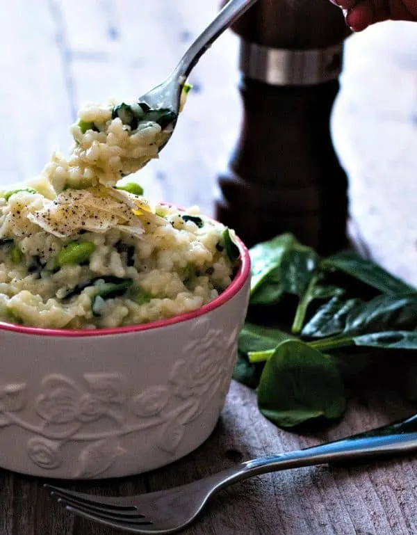 Creamy Edamame and Spinach Risotto made in a pressure cooker! PLUS more great Electric Pressure Cooker Recipes!