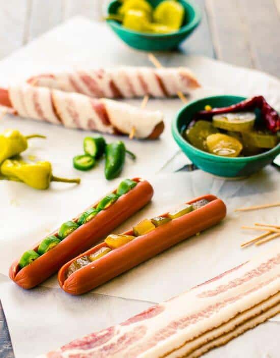 Stuffed Bacon Wrapped Hot Dogs • The Wicked Noodle