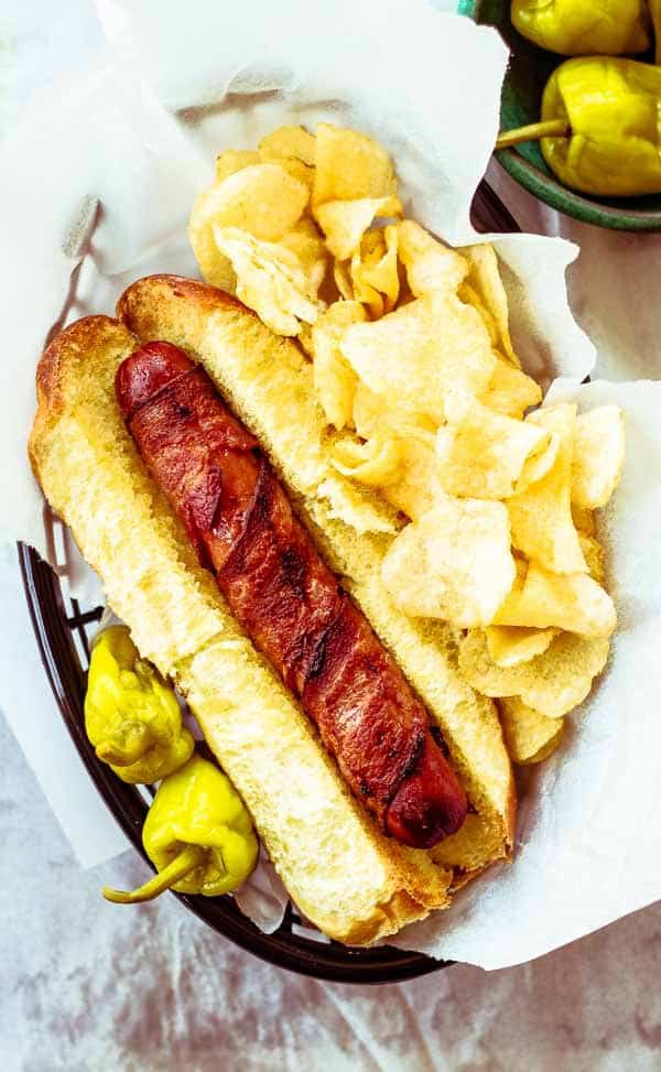 Stuffed Bacon Wrapped Hot Dogs