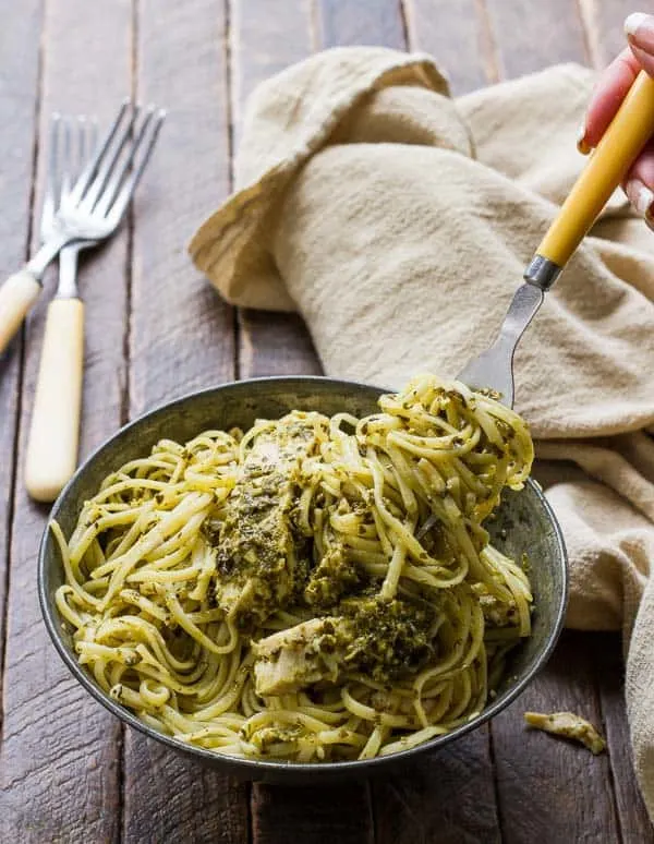 Pesto Pasta With Chicken And Parmesan • The Wicked Noodle