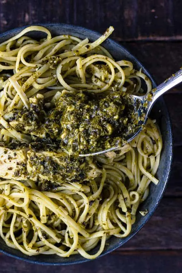 Pesto Pasta With Chicken And Parmesan • The Wicked Noodle