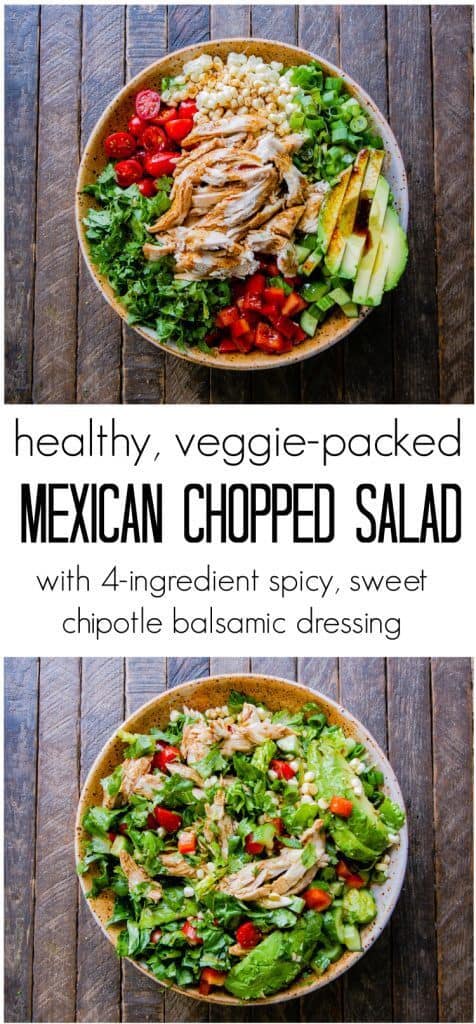 Mexican Chopped Salad with a 4-ingredient Spicy Sweet Chipotle Balsamic Dressing - SO GOOD!!