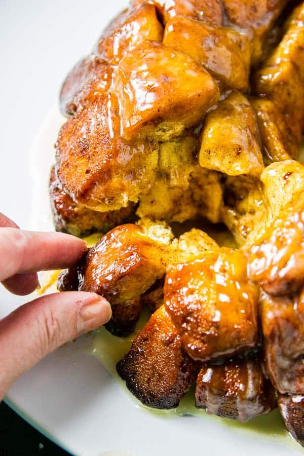 Cinnamon Roll Monkey Bread with Eggnog Glaze • The Wicked Noodle
