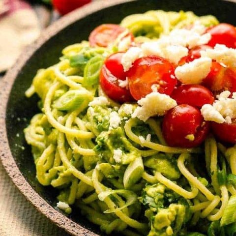 Spicy Avocado Pasta with Jalapenos and Queso Fresco