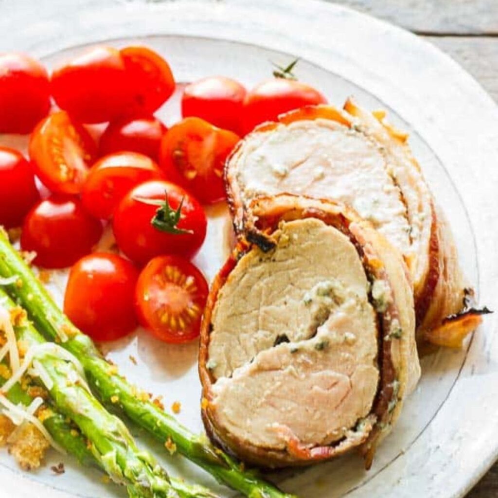 Blue Cheese-Stuffed Bacon-Wrapped Pork Loin Blue Cheese Stuffed Bacon-Wrapped Pork Loin