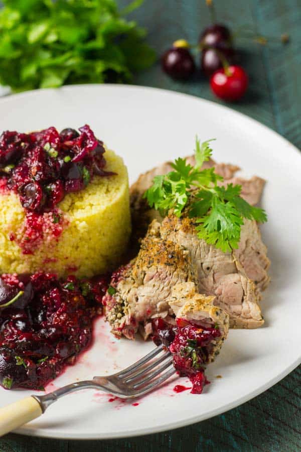 Grilled Pork Tenderloin with Roasted Cherry Salsa • The Wicked Noodle