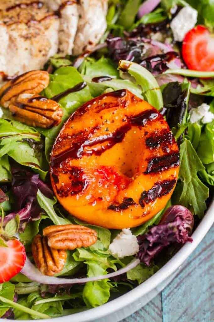 Grilled Nectarine Salad With GarlicPepper Chicken • The Wicked Noodle