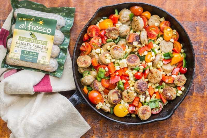 Spicy Sauteed Veggies with Chicken Sausage