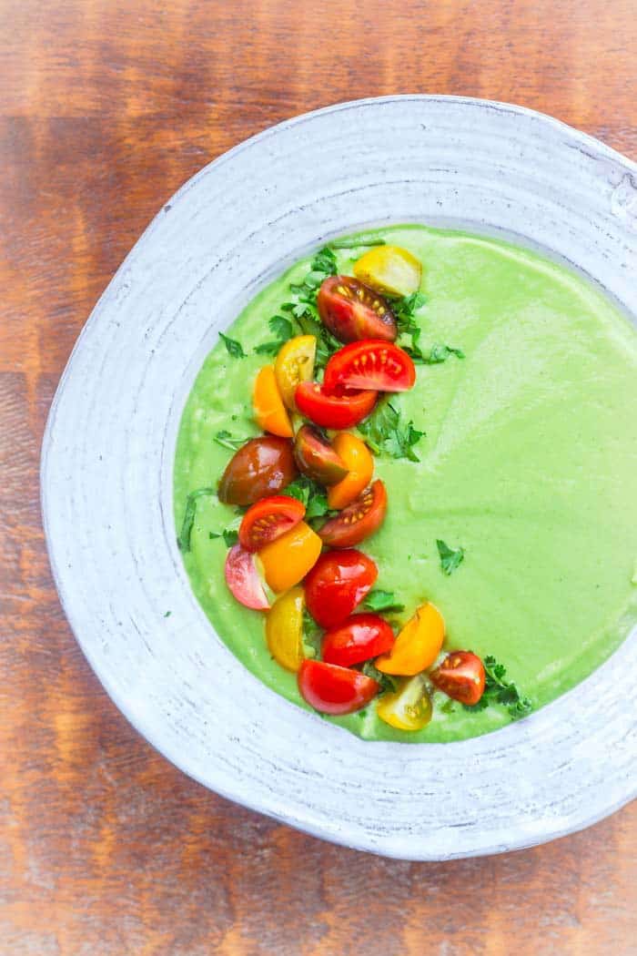 This avocado soup is simple, healthy and full of flavor. 
