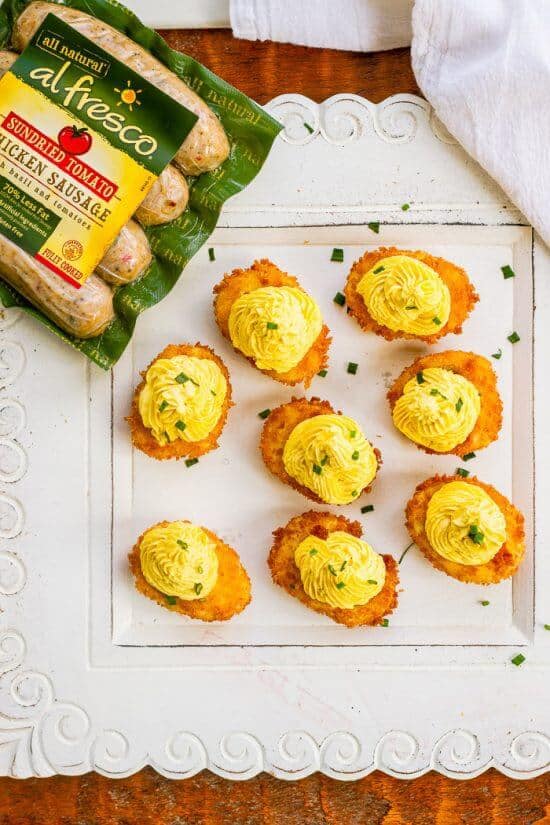 Fried Deviled Eggs With Sausage • The Wicked Noodle