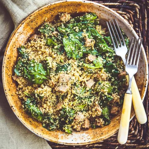 Instant Pot Quinoa Spinach Salad with Sausage