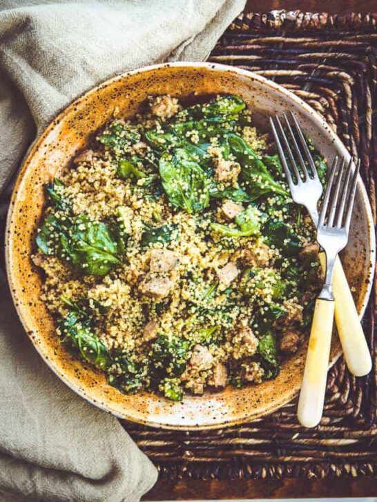 Instant Pot Quinoa Spinach Salad with Sausage
