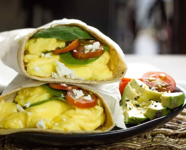 Low-Carb Scrambled Egg & Spinach Wraps
