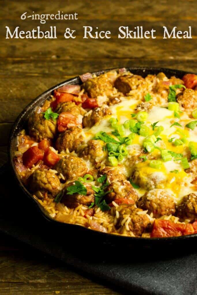 6ingredient Meatball And Rice Skillet Meal • The Wicked Noodle