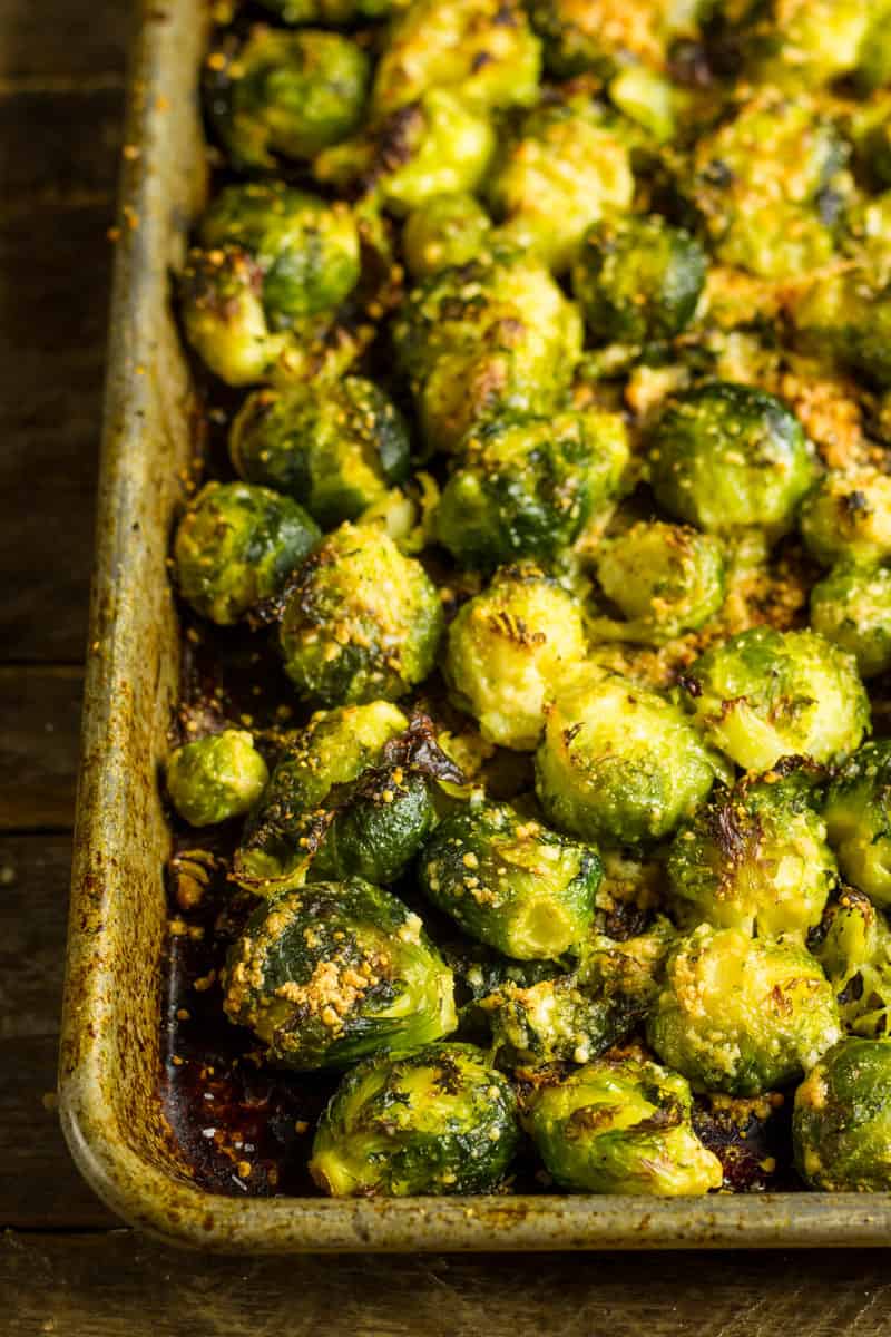 Roasted Smashed Brussels Sprouts on a sheet pan