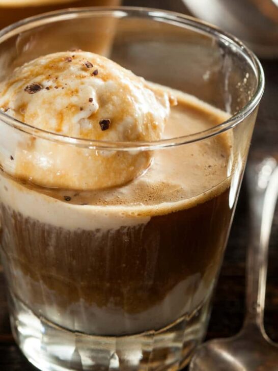 Homemade Affogato with Ice Cream and Coffee